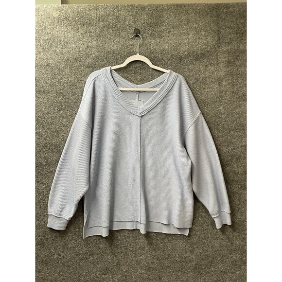 Aerie Tops - Aerie Blue V-Neck Sweater Relaxed Fit Women’s Medium Oversized Comfy Cozy Beach